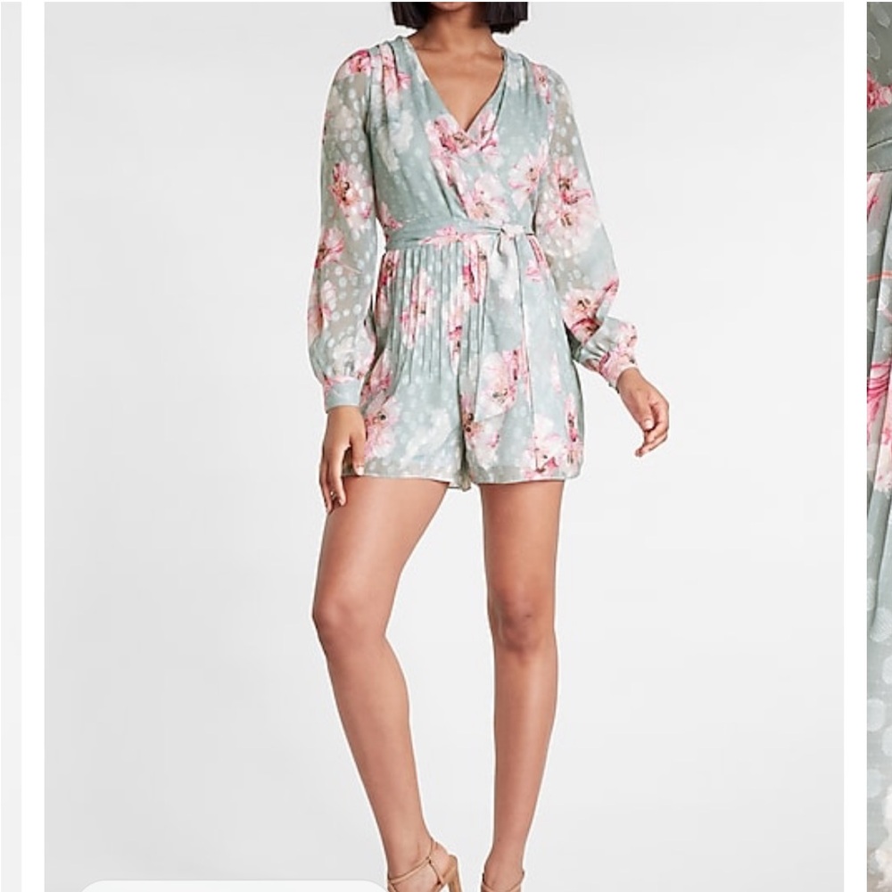 Floral Long Sleeve Wrap Romper - Picture 2 of 16